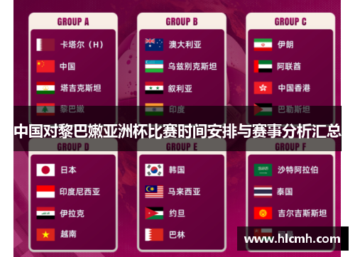 中国对黎巴嫩亚洲杯比赛时间安排与赛事分析汇总